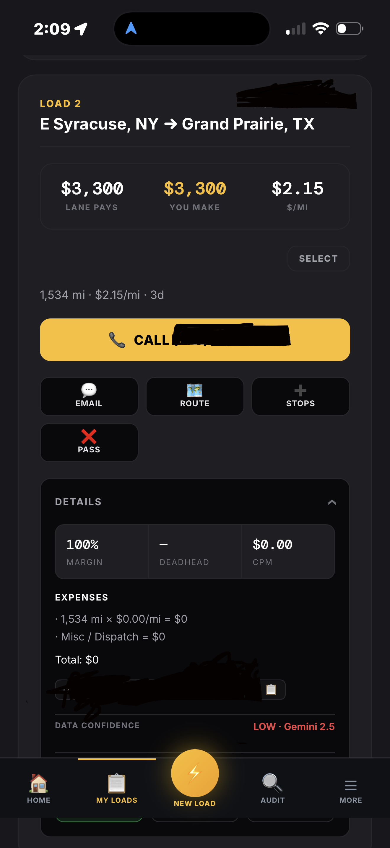 Emailing a broker from inside Truckers Beam
